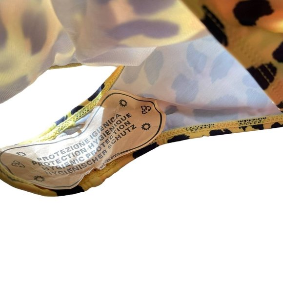 Womens Cut Out Wrap Around One-piece Swimsuit Yellow Black Leopard Size Medium - Picture 7 of 10